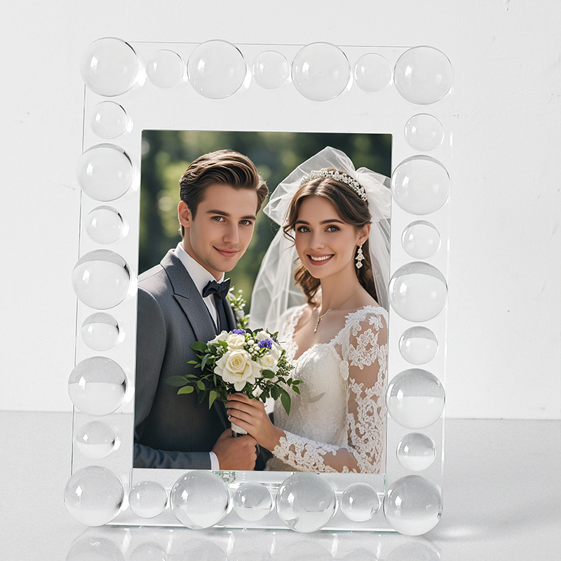 Round Bubble Bezel K9 Crystal Vertical Photo Frame, 7 Inch Clear Picture Frame for Wedding Office Table Decor & Memory Gift,www.kongzeglobal.com,Round Bubble Bezel K9 Crystal Vertical Photo Frame, 7 Inch Clear Picture Frame for Wedding Office Table Decor & Memory Gift-www.kongzeglobal.com