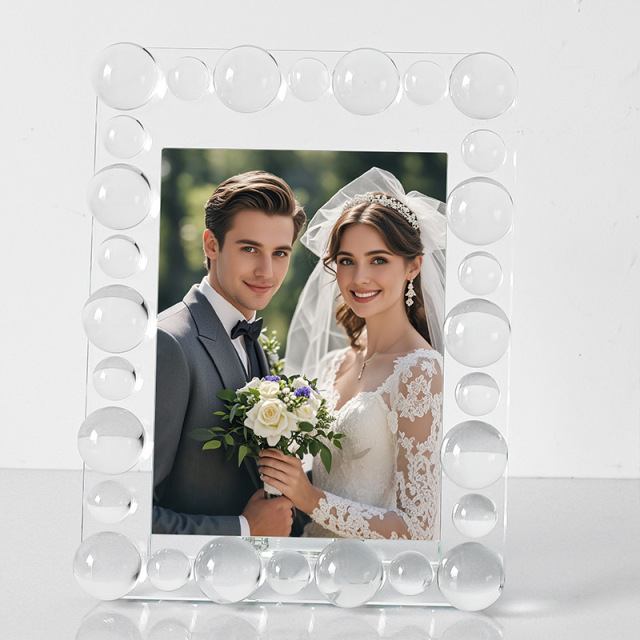 Round Bubble Bezel K9 Crystal Vertical Photo Frame, 7 Inch Clear Picture Frame for Wedding Office Table Decor & Memory Gift,www.kongzeglobal.com,Round Bubble Bezel K9 Crystal Vertical Photo Frame, 7 Inch Clear Picture Frame for Wedding Office Table Decor & Memory Gift-www.kongzeglobal.com