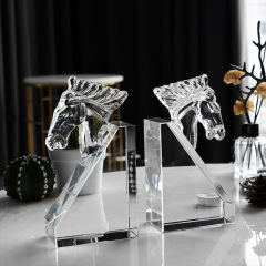 Pair K9 Crystal Horse Head Bookends, Luxury European Style Book Stopper for Study Office Table Decor & Career Blessing Gift,www.kongzeglobal.com,Pair K9 Crystal Horse Head Bookends, Luxury European Style Book Stopper for Study Office Table Decor & Career Blessing Gift-www.kongzeglobal.com