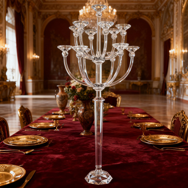 9-Arm Tall K9 Crystal Candelabra, Luxury European 9 Heads Crystal Candle Holder for Wedding Banquet Table & Villa Decor Gift,www.kongzeglobal.com,9-Arm Tall K9 Crystal Candelabra, Luxury European 9 Heads Crystal Candle Holder for Wedding Banquet Table & Villa Decor Gift-www.kongzeglobal.com