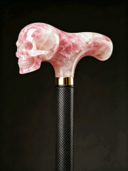 Crystal skull cane handle, luxurious K9 crystal cane head, leather wrapped shaft, suitable for men's decoration and collecting gifts,www.kongzeglobal.com,Crystal skull cane handle, luxurious K9 crystal cane head, leather wrapped shaft, suitable for men's decoration and collecting gifts-www.kongzeglobal.com