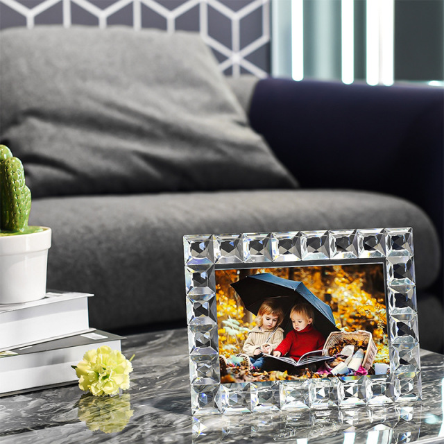 Block Faceted K9 Crystal Photo Frame, Horizontal 7 Inch Clear Picture Frame for Wedding Home Table Decor & Memory Gift,www.kongzeglobal.com,Block Faceted K9 Crystal Photo Frame, Horizontal 7 Inch Clear Picture Frame for Wedding Home Table Decor & Memory Gift-www.kongzeglobal.com