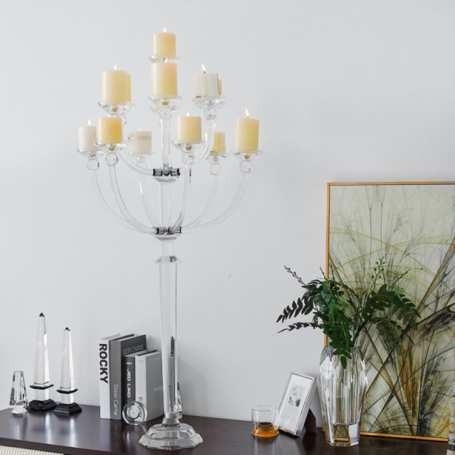 9-Arm Tall K9 Crystal Candelabra, Luxury European 9 Heads Crystal Candle Holder for Wedding Banquet Table & Villa Decor Gift,www.kongzeglobal.com,9-Arm Tall K9 Crystal Candelabra, Luxury European 9 Heads Crystal Candle Holder for Wedding Banquet Table & Villa Decor Gift-www.kongzeglobal.com