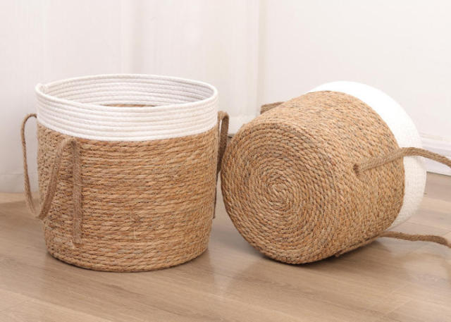 Natural Straw Cotton Rope Woven Basket, Handmade Portable Storage Flower Pot for Home Garden Decor & Fruit Plant Container,www.kongzeglobal.com,Natural Straw Cotton Rope Woven Basket, Handmade Portable Storage Flower Pot for Home Garden Decor & Fruit Plant Container-www.kongzeglobal.com