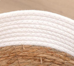 Natural Straw Cotton Rope Woven Basket, Handmade Portable Storage Flower Pot for Home Garden Decor & Fruit Plant Container,www.kongzeglobal.com,Natural Straw Cotton Rope Woven Basket, Handmade Portable Storage Flower Pot for Home Garden Decor & Fruit Plant Container-www.kongzeglobal.com