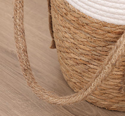 Natural Straw Cotton Rope Woven Basket, Handmade Portable Storage Flower Pot for Home Garden Decor & Fruit Plant Container,www.kongzeglobal.com,Natural Straw Cotton Rope Woven Basket, Handmade Portable Storage Flower Pot for Home Garden Decor & Fruit Plant Container-www.kongzeglobal.com