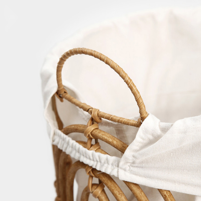 Imitation Rope Woven Round Laundry Basket, Large Capacity Dirty Clothes Hamper with Linen Liner & Dual Carry Handles for Japanese Style Home Storage,www.kongzeglobal.com,Imitation Rope Woven Round Laundry Basket, Large Capacity Dirty Clothes Hamper with Linen Liner & Dual Carry Handles for Japanese Style Home Storage-www.kongzeglobal.com