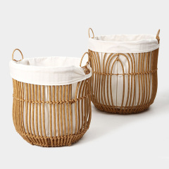 Imitation Rope Woven Round Laundry Basket, Large Capacity Dirty Clothes Hamper with Linen Liner & Dual Carry Handles for Japanese Style Home Storage,www.kongzeglobal.com,Imitation Rope Woven Round Laundry Basket, Large Capacity Dirty Clothes Hamper with Linen Liner & Dual Carry Handles for Japanese Style Home Storage-www.kongzeglobal.com