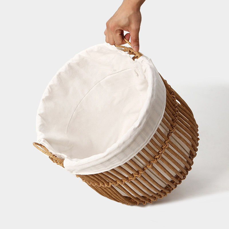 Imitation Rope Woven Round Laundry Basket, Large Capacity Dirty Clothes Hamper with Linen Liner & Dual Carry Handles for Japanese Style Home Storage,www.kongzeglobal.com,Imitation Rope Woven Round Laundry Basket, Large Capacity Dirty Clothes Hamper with Linen Liner & Dual Carry Handles for Japanese Style Home Storage-www.kongzeglobal.com
