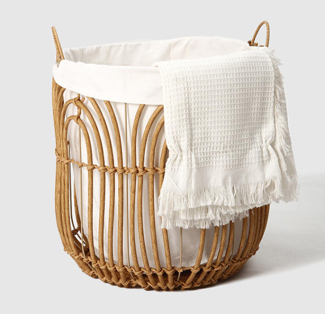 Imitation Rope Woven Round Laundry Basket, Large Capacity Dirty Clothes Hamper with Linen Liner & Dual Carry Handles for Japanese Style Home Storage,www.kongzeglobal.com,Imitation Rope Woven Round Laundry Basket, Large Capacity Dirty Clothes Hamper with Linen Liner & Dual Carry Handles for Japanese Style Home Storage-www.kongzeglobal.com