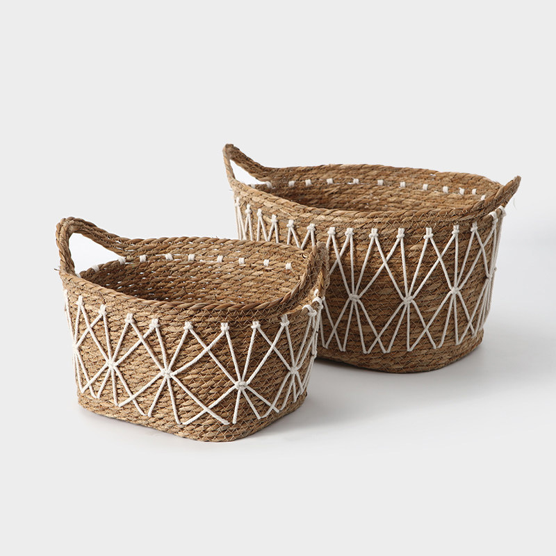 Natural Grass Woven Handheld Storage Basket, Boho Diamond Pattern Rectangular Desktop Organizer Bin for Nordic Homestay Home Decor,www.kongzeglobal.com,Natural Grass Woven Handheld Storage Basket, Boho Diamond Pattern Rectangular Desktop Organizer Bin for Nordic Homestay Home Decor-www.kongzeglobal.com