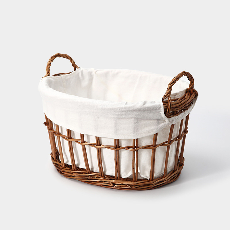Natural Wicker Oval Handheld Storage Basket, 2 Sizes Lined Woven Organizer Bin with Dual Handles for Japanese Home Desktop Toy Snack Sundry Storage,www.kongzeglobal.com,Natural Wicker Oval Handheld Storage Basket, 2 Sizes Lined Woven Organizer Bin with Dual Handles for Japanese Home Desktop Toy Snack Sundry Storage
