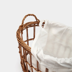 Natural Wicker Oval Handheld Storage Basket, 2 Sizes Lined Woven Organizer Bin with Dual Handles for Japanese Home Desktop Toy Snack Sundry Storage,www.kongzeglobal.com,Natural Wicker Oval Handheld Storage Basket, 2 Sizes Lined Woven Organizer Bin with Dual Handles for Japanese Home Desktop Toy Snack Sundry Storage
