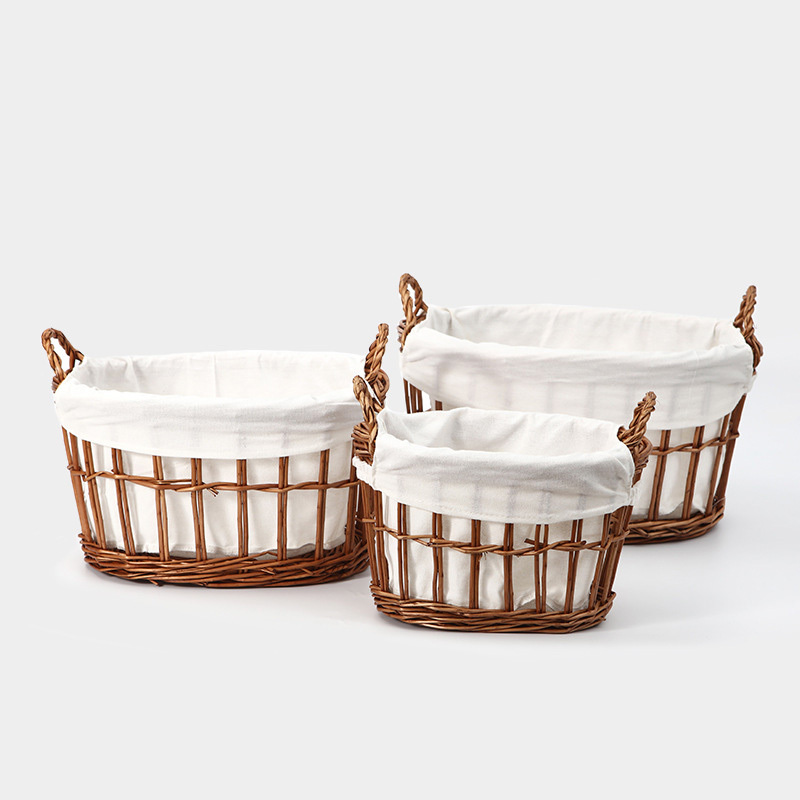 Natural Wicker Oval Handheld Storage Basket, 2 Sizes Lined Woven Organizer Bin with Dual Handles for Japanese Home Desktop Toy Snack Sundry Storage,www.kongzeglobal.com,Natural Wicker Oval Handheld Storage Basket, 2 Sizes Lined Woven Organizer Bin with Dual Handles for Japanese Home Desktop Toy Snack Sundry Storage