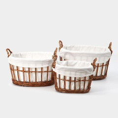 Natural Wicker Oval Handheld Storage Basket, 2 Sizes Lined Woven Organizer Bin with Dual Handles for Japanese Home Desktop Toy Snack Sundry Storage,www.kongzeglobal.com,Natural Wicker Oval Handheld Storage Basket, 2 Sizes Lined Woven Organizer Bin with Dual Handles for Japanese Home Desktop Toy Snack Sundry Storage