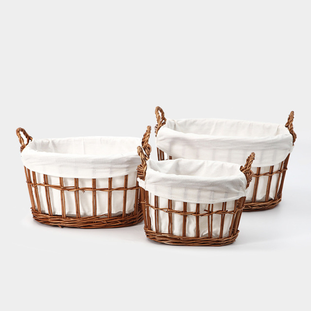 Natural Wicker Oval Handheld Storage Basket, 2 Sizes Lined Woven Organizer Bin with Dual Handles for Japanese Home Desktop Toy Snack Sundry Storage,www.kongzeglobal.com,Natural Wicker Oval Handheld Storage Basket, 2 Sizes Lined Woven Organizer Bin with Dual Handles for Japanese Home Desktop Toy Snack Sundry Storage