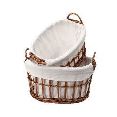 Natural Wicker Oval Handheld Storage Basket, 2 Sizes Lined Woven Organizer Bin with Dual Handles for Japanese Home Desktop Toy Snack Sundry Storage,www.kongzeglobal.com,Natural Wicker Oval Handheld Storage Basket, 2 Sizes Lined Woven Organizer Bin with Dual Handles for Japanese Home Desktop Toy Snack Sundry Storage