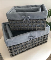 Natural Straw Woven Storage Baskets Set, Fabric Lined Rectangular Organizer Bins for Tabletop Toy Snack Sundry Home Storage,www.kongzeglobal.com,Natural Straw Woven Storage Baskets Set, Fabric Lined Rectangular Organizer Bins for Tabletop Toy Snack Sundry Home Storage-www.kongzeglobal.com