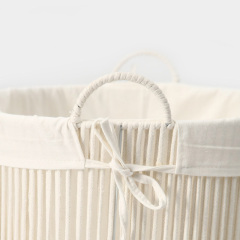 Nordic Cream White Cotton Rope Laundry Basket, Large Round Lined Dirty Clothes Storage Hamper with Handles for Bathroom Bedroom Organizer,www.kongzeglobal.com,Nordic Cream White Cotton Rope Laundry Basket, Large Round Lined Dirty Clothes Storage Hamper with Handles for Bathroom Bedroom Organizer-www.kongzeglobal.com