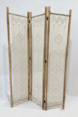 3-Panel Cotton Rope Room Divider Screen, Solid Wood Frame Foldable Woven Partition Screen for Boho Nordic Home Decor,www.kongzeglobal.com,3-Panel Cotton Rope Room Divider Screen, Solid Wood Frame Foldable Woven Partition Screen for Boho Nordic Home Decor-www.kongzeglobal.com