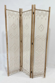 3-Panel Cotton Rope Room Divider Screen, Solid Wood Frame Foldable Woven Partition Screen for Boho Nordic Home Decor,www.kongzeglobal.com,3-Panel Cotton Rope Room Divider Screen, Solid Wood Frame Foldable Woven Partition Screen for Boho Nordic Home Decor-www.kongzeglobal.com