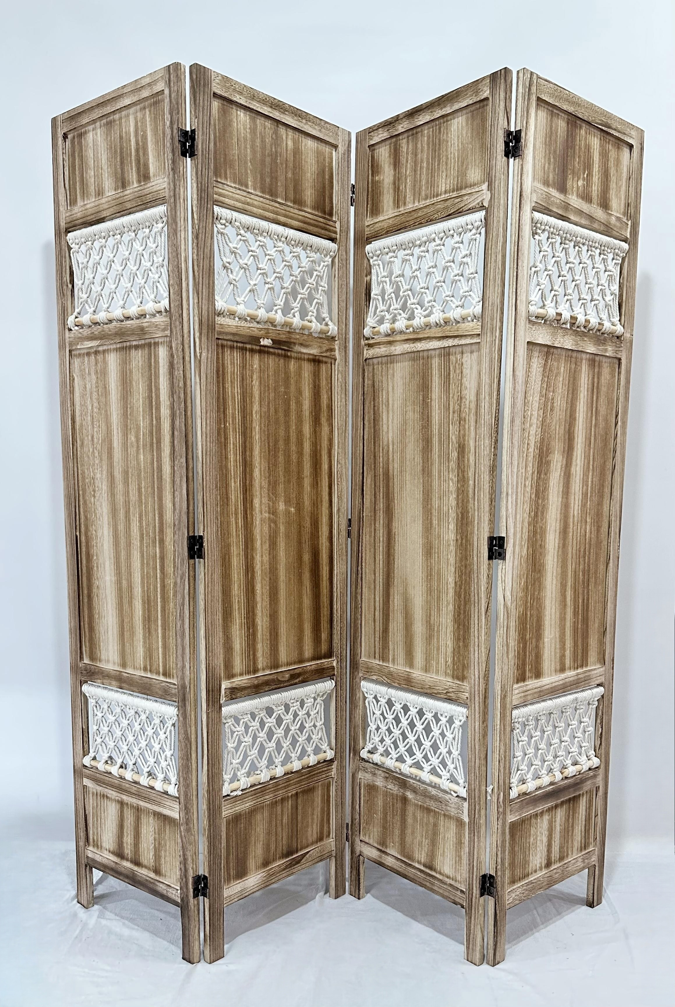 3-Panel Cotton Rope Room Divider Screen, Solid Wood Frame Foldable Woven Partition Screen for Boho Nordic Home Decor,www.kongzeglobal.com,3-Panel Cotton Rope Room Divider Screen, Solid Wood Frame Foldable Woven Partition Screen for Boho Nordic Home Decor-www.kongzeglobal.com