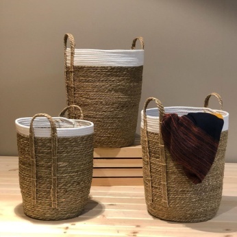 Natural Straw Cotton Rope Woven Basket, Handmade Portable Storage Flower Pot for Home Garden Decor & Fruit Plant Container,www.kongzeglobal.com,Natural Straw Cotton Rope Woven Basket, Handmade Portable Storage Flower Pot for Home Garden Decor & Fruit Plant Container-www.kongzeglobal.com