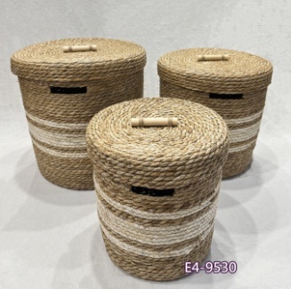 Lidded Natural Straw Cotton Rope Laundry Basket Set, Two Size Hand Woven Dirty Clothes Storage Bin with Carry Handles for Bathroom Bedroom Home Organizer,www.kongzeglobal.com,Lidded Natural Straw Cotton Rope Laundry Basket Set, Two Size Hand Woven Dirty Clothes Storage Bin with Carry Handles for Bathroom Bedroom Home Organizer-www.kongzeglobal.com