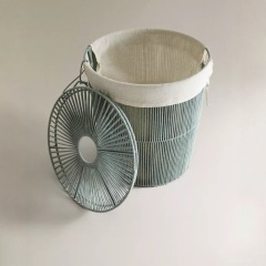 Lidded Cotton Rope Woven Laundry Basket, Large Capacity Round Dirty Clothes Storage Hamper with Removable Liner for Home Bathroom Organizer,www.kongzeglobal.com,Lidded Cotton Rope Woven Laundry Basket, Large Capacity Round Dirty Clothes Storage Hamper with Removable Liner for Home Bathroom Organizer-www.kongzeglobal.com
