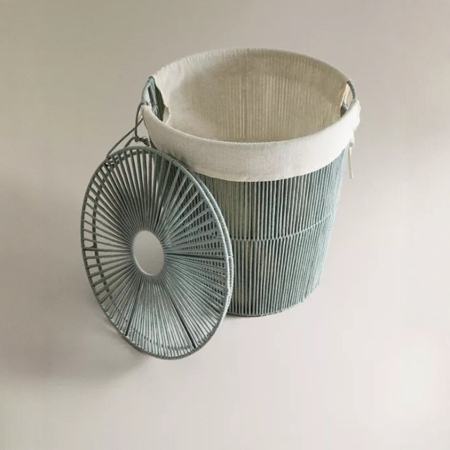 Lidded Cotton Rope Woven Laundry Basket, Large Capacity Round Dirty Clothes Storage Hamper with Removable Liner for Home Bathroom Organizer,www.kongzeglobal.com,Lidded Cotton Rope Woven Laundry Basket, Large Capacity Round Dirty Clothes Storage Hamper with Removable Liner for Home Bathroom Organizer-www.kongzeglobal.com