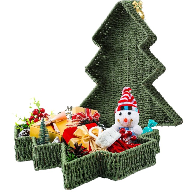 Christmas Tree Star Shape Woven Storage Basket, Eco Paper Rope Handmade Decor Organizer Tray for Xmas Snack Gift Table Decor,www.kongzeglobal.com,Christmas Tree Star Shape Woven Storage Basket, Eco Paper Rope Handmade Decor Organizer Tray for Xmas Snack Gift Table Decor-www.kongzeglobal.com