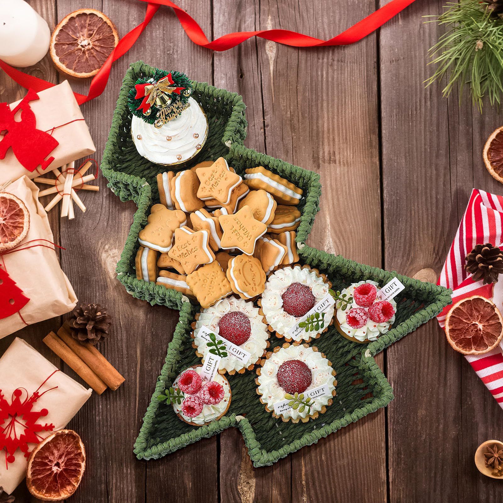 Christmas Tree Star Shape Woven Storage Basket, Eco Paper Rope Handmade Decor Organizer Tray for Xmas Snack Gift Table Decor,www.kongzeglobal.com,Christmas Tree Star Shape Woven Storage Basket, Eco Paper Rope Handmade Decor Organizer Tray for Xmas Snack Gift Table Decor-www.kongzeglobal.com