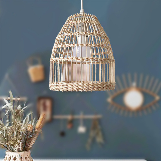 Natural Willow Woven Pendant Lamp Shade, Handmade Rattan Light Cover for American Pastoral Farmhouse Dining Kitchen Cafe Decor,www.kongzeglobal.com,Natural Willow Woven Pendant Lamp Shade, Handmade Rattan Light Cover for American Pastoral Farmhouse Dining Kitchen Cafe Decor-www.kongzeglobal.com