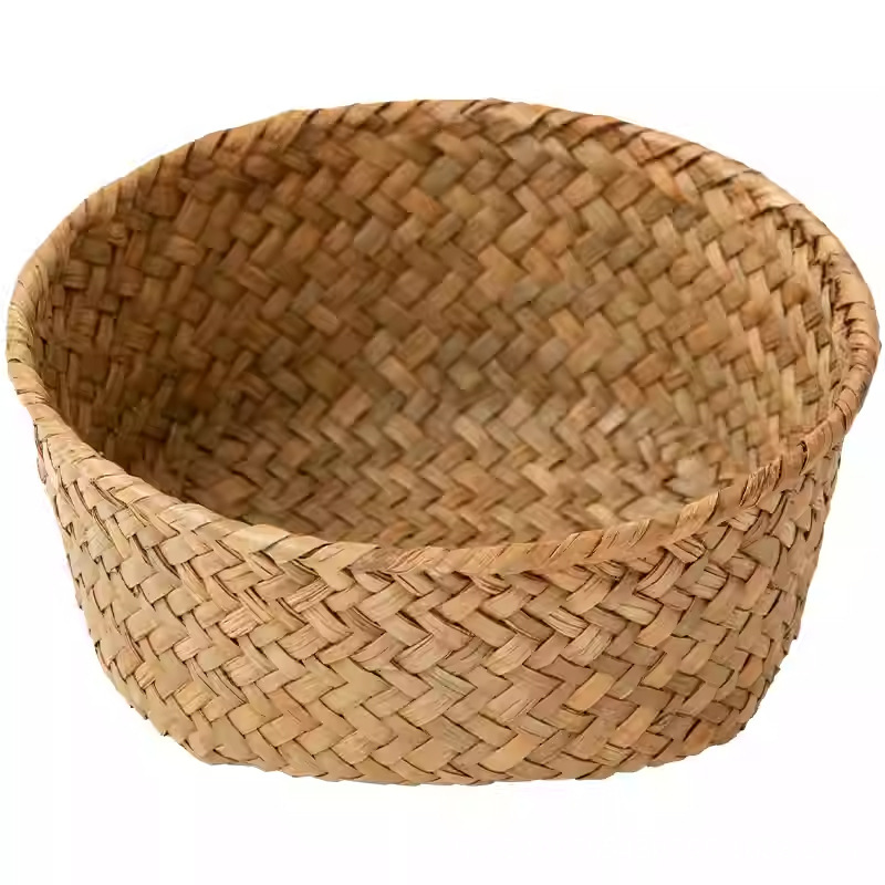 Natural Seagrass Woven Round Storage Basket, Mini Handwoven Organizer Bowl for Kitchen Garlic Snack Desktop Key Remote Sundry Storage,www.kongzeglobal.com,Natural Seagrass Woven Round Storage Basket, Mini Handwoven Organizer Bowl for Kitchen Garlic Snack Desktop Key Remote Sundry Storage