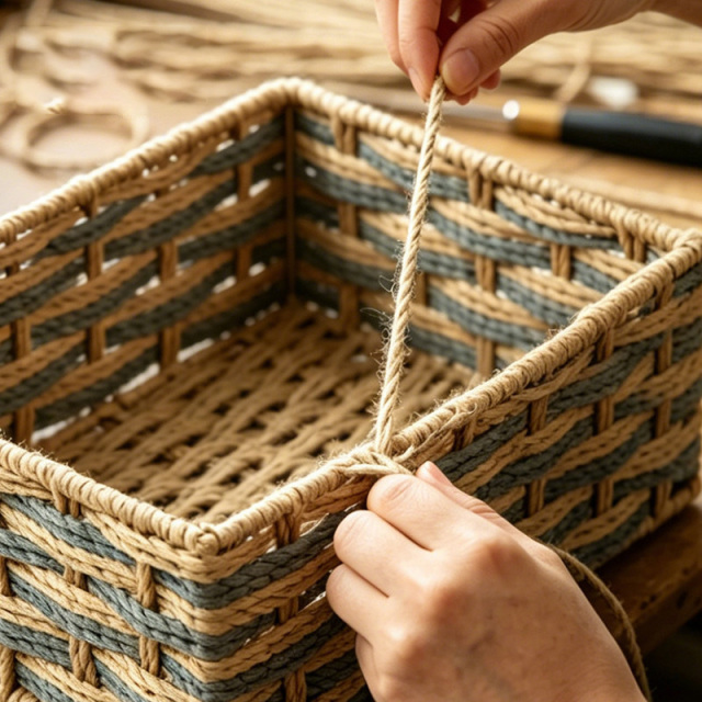 Two-tone Wicker Rectangular Storage Basket with Cotton Liner, Nestable Woven Organizer Bin for Cabinet Wardrobe Desktop Snack Sundry Tidy,www.kongzeglobal.com,Two-tone Wicker Rectangular Storage Basket with Cotton Liner, Nestable Woven Organizer Bin for Cabinet Wardrobe Desktop Snack Sundry Tidy-www.kongzeglobal.com