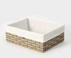 Two-tone Wicker Rectangular Storage Basket with Cotton Liner, Nestable Woven Organizer Bin for Cabinet Wardrobe Desktop Snack Sundry Tidy,www.kongzeglobal.com,Two-tone Wicker Rectangular Storage Basket with Cotton Liner, Nestable Woven Organizer Bin for Cabinet Wardrobe Desktop Snack Sundry Tidy-www.kongzeglobal.com