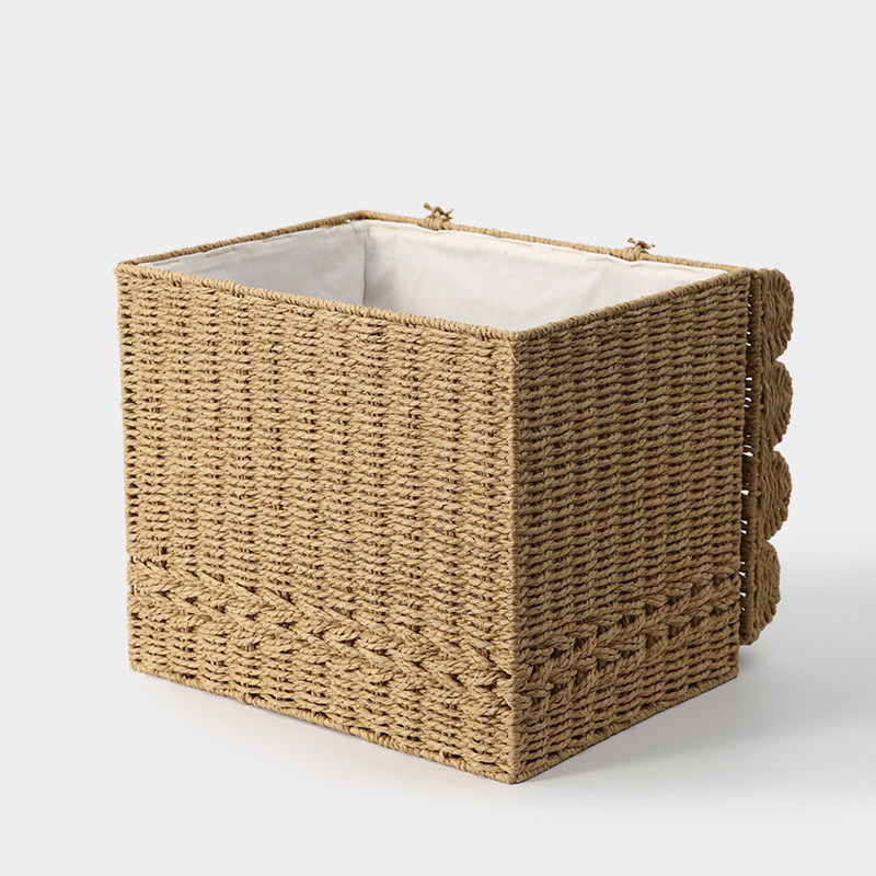 Lidded Scalloped Edge Rectangular Woven Laundry Hamper, Large Capacity Bathroom Under Sink Storage Basket for Dirty Clothes Sundry Organizer,www.kongzeglobal.com,Lidded Scalloped Edge Rectangular Woven Laundry Hamper, Large Capacity Bathroom Under Sink Storage Basket for Dirty Clothes Sundry Organizer-www.kongzeglobal.com