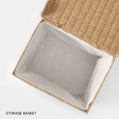 Lidded Scalloped Edge Rectangular Woven Laundry Hamper, Large Capacity Bathroom Under Sink Storage Basket for Dirty Clothes Sundry Organizer,www.kongzeglobal.com,Lidded Scalloped Edge Rectangular Woven Laundry Hamper, Large Capacity Bathroom Under Sink Storage Basket for Dirty Clothes Sundry Organizer-www.kongzeglobal.com
