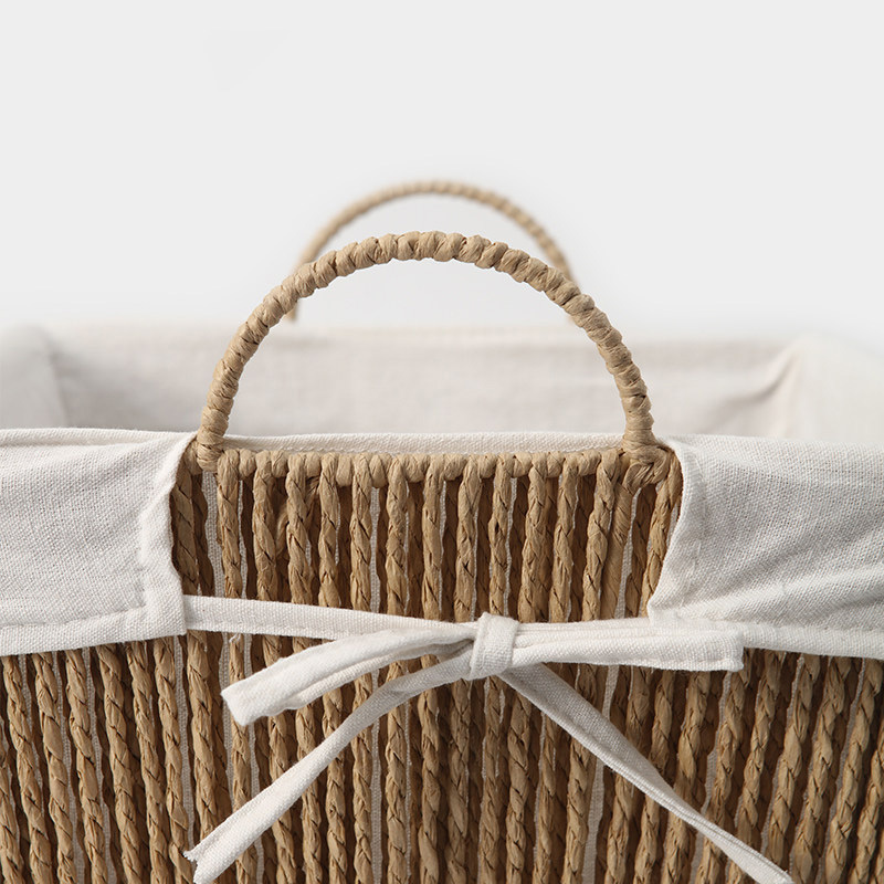 Natural Paper Rope Rectangular Storage Basket, Handwoven Organizer Bin with Cotton Liner & Bow Handles for Wardrobe Toy Clothes Sundry Tidy,www.kongzeglobal.com,Natural Paper Rope Rectangular Storage Basket, Handwoven Organizer Bin with Cotton Liner & Bow Handles for Wardrobe Toy Clothes Sundry Tidy-www.kongzeglobal.com