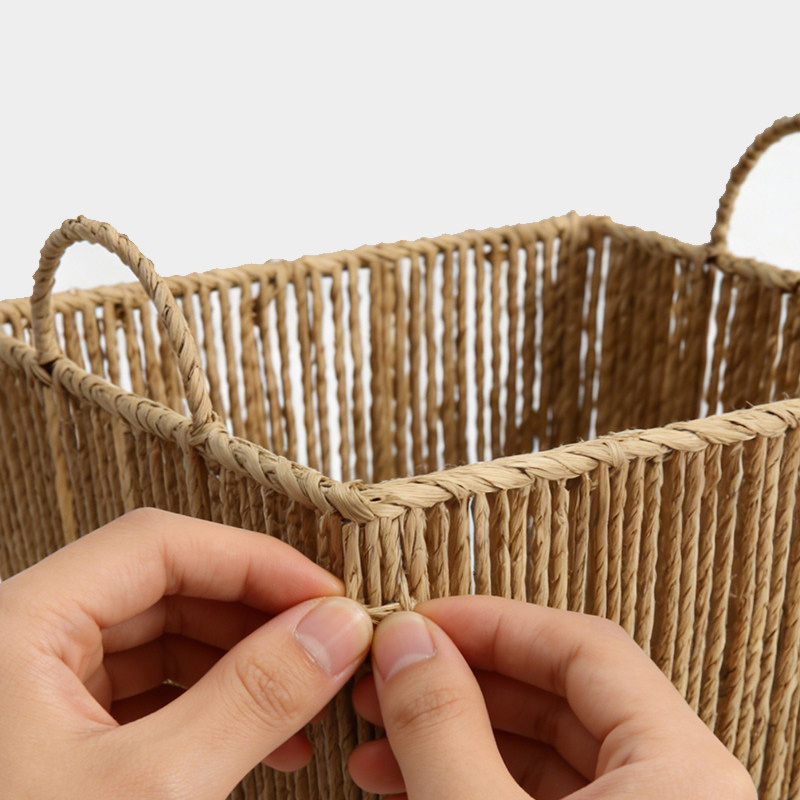 Natural Paper Rope Rectangular Storage Basket, Handwoven Organizer Bin with Cotton Liner & Bow Handles for Wardrobe Toy Clothes Sundry Tidy,www.kongzeglobal.com,Natural Paper Rope Rectangular Storage Basket, Handwoven Organizer Bin with Cotton Liner & Bow Handles for Wardrobe Toy Clothes Sundry Tidy-www.kongzeglobal.com