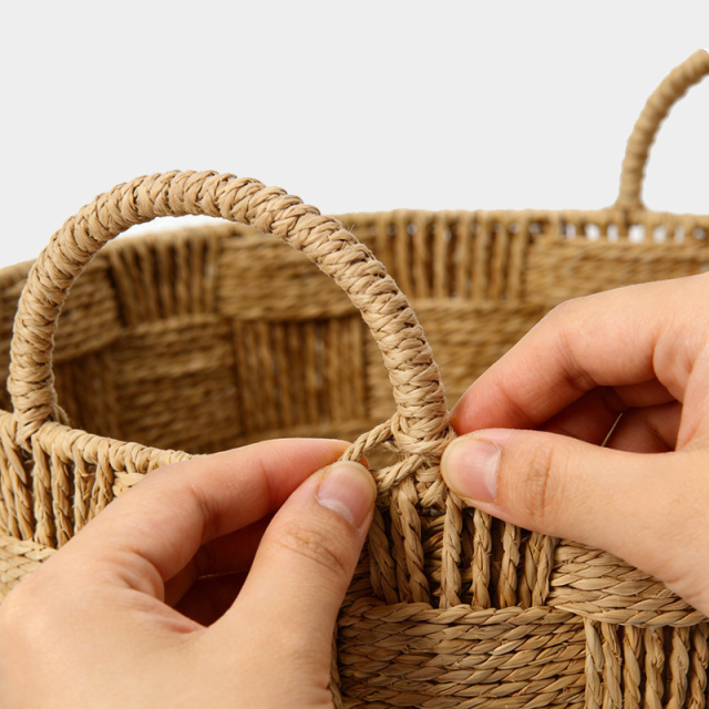 Thick Grid Natural Paper Rope Round Laundry Basket, Handwoven Large Capacity Storage Hamper with Dual Carry Handles for Clothes Toys Home Organizer,www.kongzeglobal.com,Thick Grid Natural Paper Rope Round Laundry Basket, Handwoven Large Capacity Storage Hamper with Dual Carry Handles for Clothes Toys Home Organizer-www.kongzeglobal.com