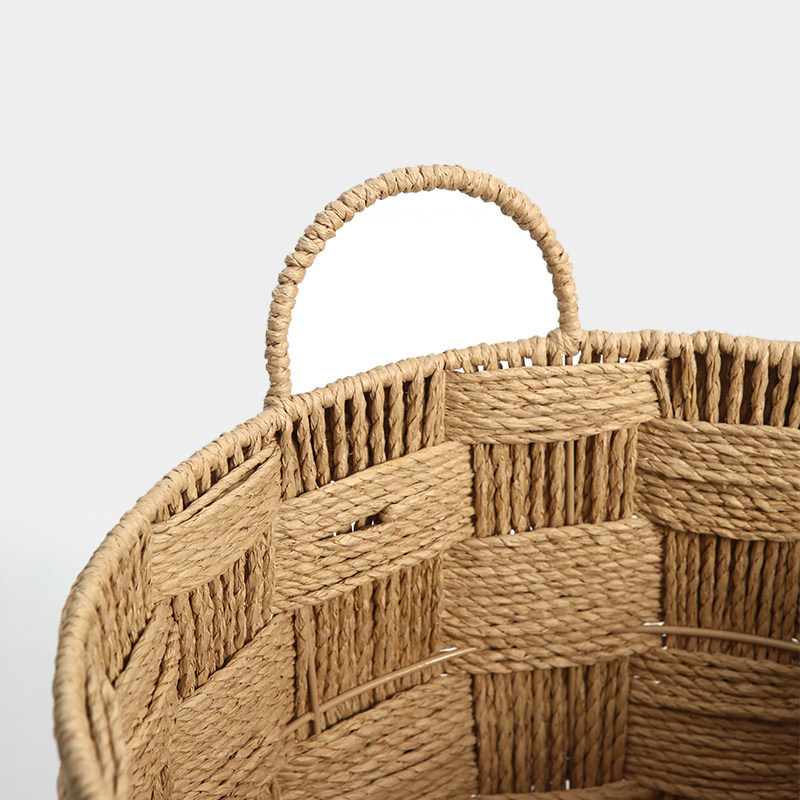 Thick Grid Natural Paper Rope Round Laundry Basket, Handwoven Large Capacity Storage Hamper with Dual Carry Handles for Clothes Toys Home Organizer,www.kongzeglobal.com,Thick Grid Natural Paper Rope Round Laundry Basket, Handwoven Large Capacity Storage Hamper with Dual Carry Handles for Clothes Toys Home Organizer-www.kongzeglobal.com
