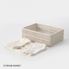 Natural Cotton Rope Rectangular Storage Basket, Hand Woven Organizer Bin with Detachable Cotton Linen Liner for Cabinet Desktop Wardrobe Tidy,www.kongzeglobal.com,Natural Cotton Rope Rectangular Storage Basket, Hand Woven Organizer Bin with Detachable Cotton Linen Liner for Cabinet Desktop Wardrobe Tidy-www.kongzeglobal.com