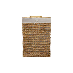 Square Lidded Natural Water Hyacinth Woven Laundry Hamper, Handwoven Storage Basket with Detachable Liner for Bathroom Bedroom Living Room Sundry Tidy,www.kongzeglobal.com,Square Lidded Natural Water Hyacinth Woven Laundry Hamper, Handwoven Storage Basket with Detachable Liner for Bathroom Bedroom Living Room Sundry Tidy-www.kongzeglobal.com