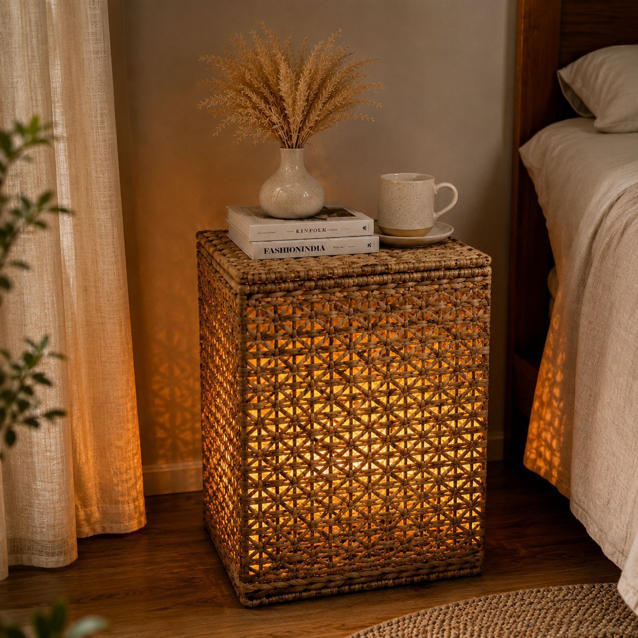 Square Lidded Natural Water Hyacinth Woven Laundry Hamper, Handwoven Storage Basket with Detachable Liner for Bathroom Bedroom Living Room Sundry Tidy,www.kongzeglobal.com,Square Lidded Natural Water Hyacinth Woven Laundry Hamper, Handwoven Storage Basket with Detachable Liner for Bathroom Bedroom Living Room Sundry Tidy-www.kongzeglobal.com