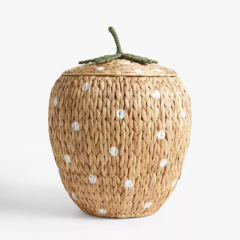 Cute Strawberry Shaped Water Hyacinth Woven Storage Basket, Lidded Decorative Organizer Bin for Toy Snack Clothes Homestay Room Decor,www.kongzeglobal.com,Cute Strawberry Shaped Water Hyacinth Woven Storage Basket, Lidded Decorative Organizer Bin for Toy Snack Clothes Homestay Room Decor-www.kongzeglobal.com