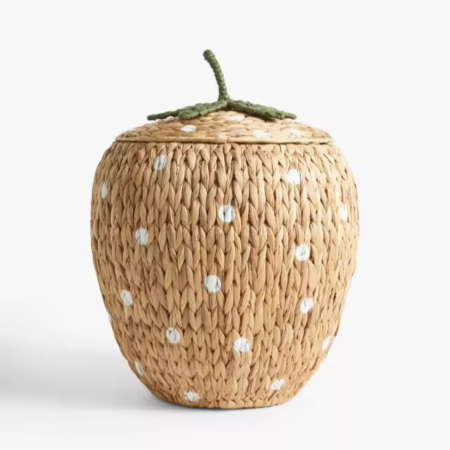 Cute Strawberry Shaped Water Hyacinth Woven Storage Basket, Lidded Decorative Organizer Bin for Toy Snack Clothes Homestay Room Decor,www.kongzeglobal.com,Cute Strawberry Shaped Water Hyacinth Woven Storage Basket, Lidded Decorative Organizer Bin for Toy Snack Clothes Homestay Room Decor-www.kongzeglobal.com