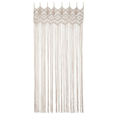Macrame Cotton Room Divider Curtain, Hand Knotted Diamond Pattern Doorway Drape with Tassel Trim,www.kongzeglobal.com,Macrame Cotton Room Divider Curtain, Hand Knotted Diamond Pattern Doorway Drape with Tassel Trim-www.kongzeglobal.com