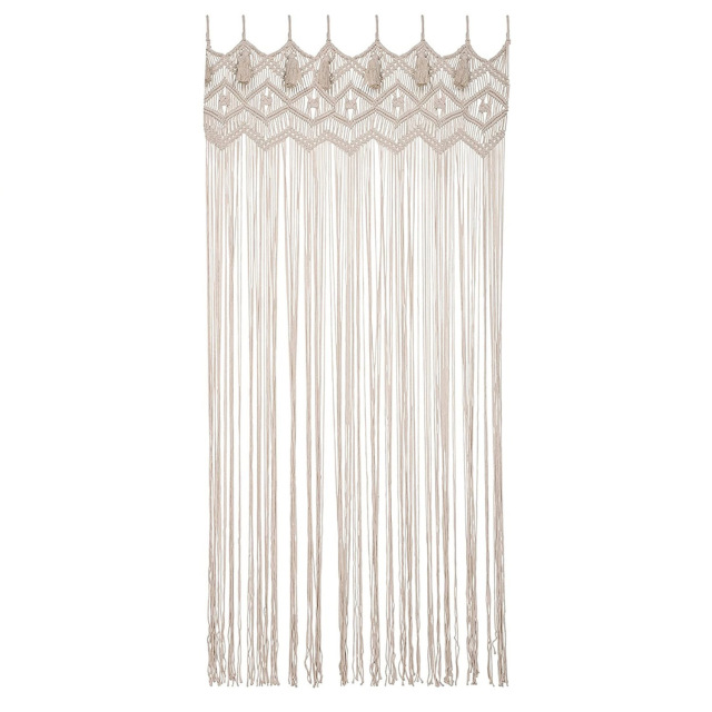 Macrame Cotton Room Divider Curtain, Hand Knotted Diamond Pattern Doorway Drape with Tassel Trim,www.kongzeglobal.com,Macrame Cotton Room Divider Curtain, Hand Knotted Diamond Pattern Doorway Drape with Tassel Trim-www.kongzeglobal.com