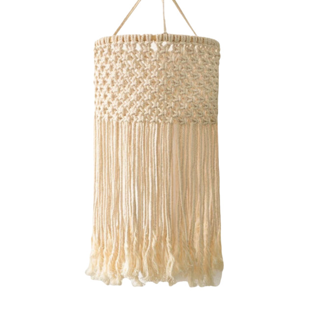 Diamond Macrame Cotton Lamp Shade, Hand Knotted Cylindrical Pendant Light Cover with Long Tassels,www.kongzeglobal.com,Diamond Macrame Cotton Lamp Shade, Hand Knotted Cylindrical Pendant Light Cover with Long Tassels-www.kongzeglobal.com